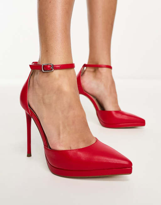 Steve Madden – Keep Up – Czerwone buty na obcasie z noskami w szpic