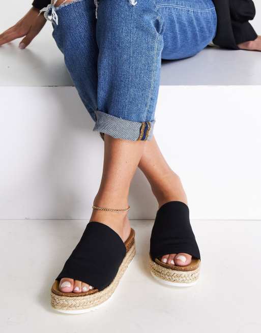 Steve Madden kellie espadrille wedge sandals in black natural ASOS