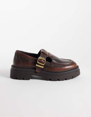 Steve Madden Kendari Chunky Loafers With Buckle Detailing In Brown