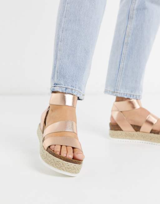 Steve Madden Kimmie flatform espadrille sandals in rose gold | ASOS