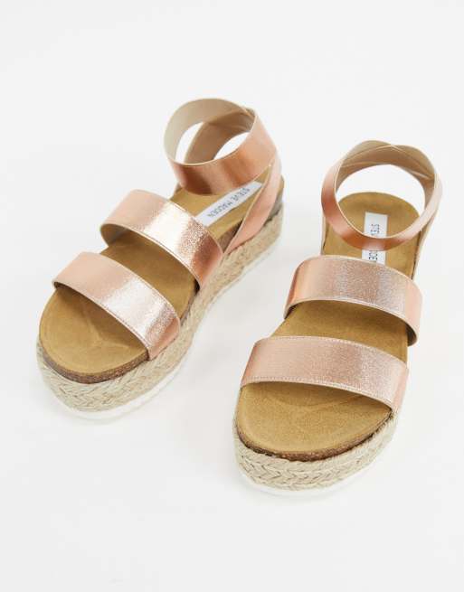 Steve Madden Kimmie flatform espadrille sandals in rose gold