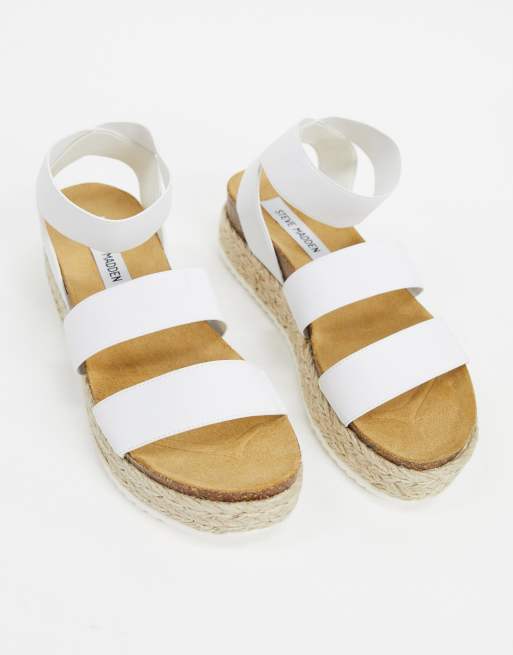 Steve Madden Kimmie strappy flatform espadrille sandals in white