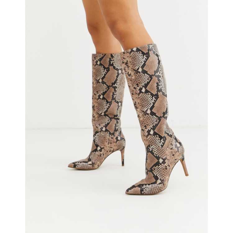 Steve Madden Kinga knee high heel boot in pink snake