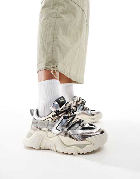 Steve Madden - Kingdom-E - Chunky sneakers i metallisk guldfarve/sølvfarve - view 1