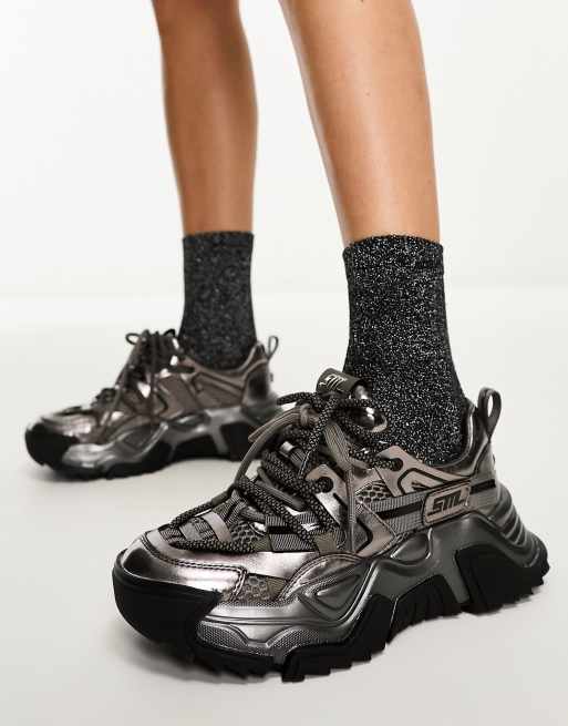Steve Madden – Kingdom – Sneaker in Zinngrau mit dicker Sohle