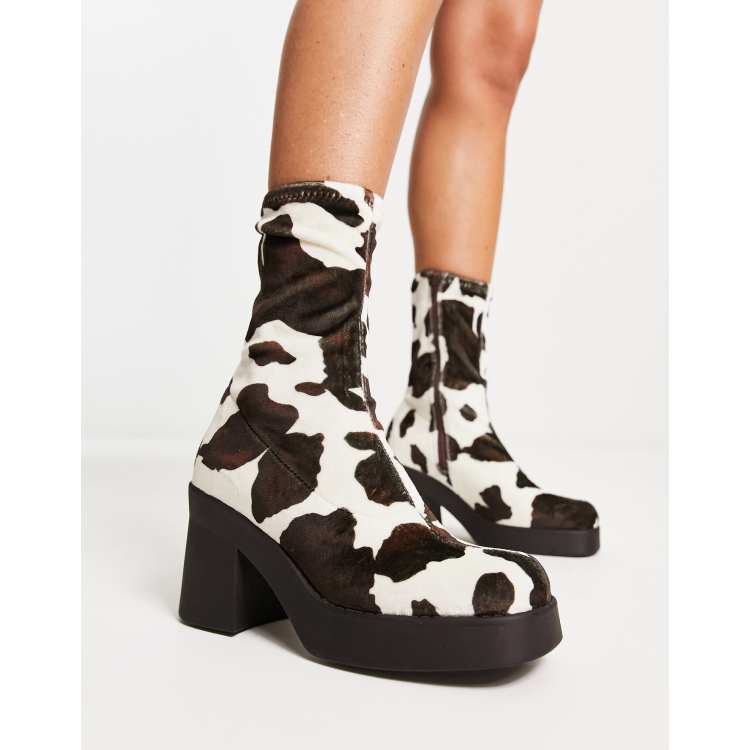 Steve Madden Klayton heeled boots in cow print