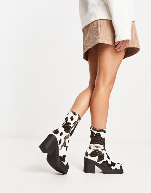 Steve Madden Klayton heeled boots in cow print