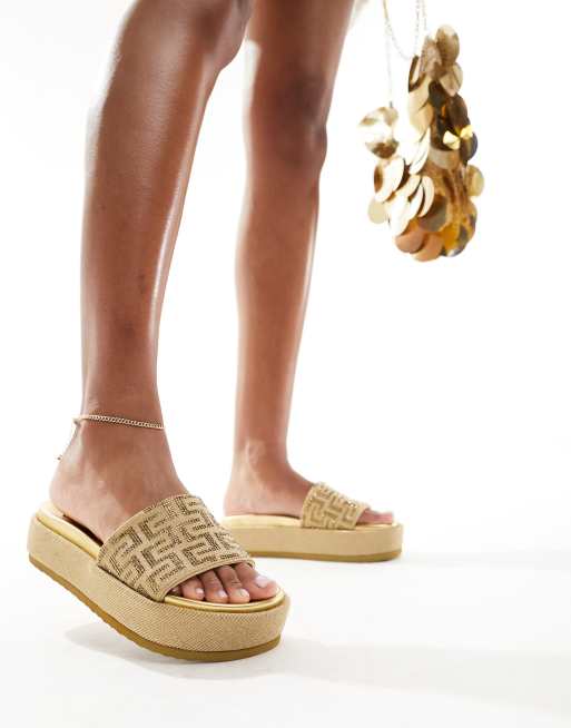 Steve Madden - Kora - Sandalen met dikke plateauzool in goud
