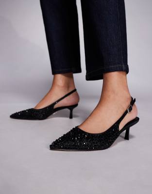  Korra slingback kitten heels in embellished black