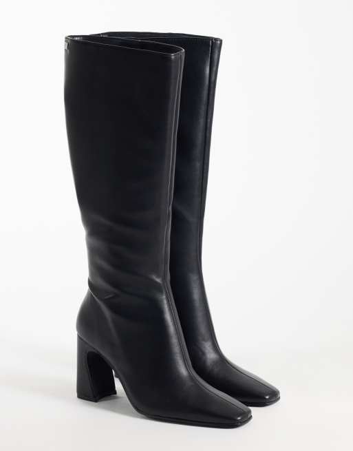 Steve Madden kozaki do kolan z obcasem klockowym, noskiem w szpic, czarne, 2 z 4