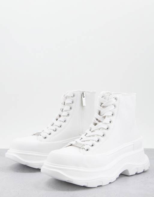 Steve Madden – Kyler – Vita träningsskor med grov sula och högt skaft