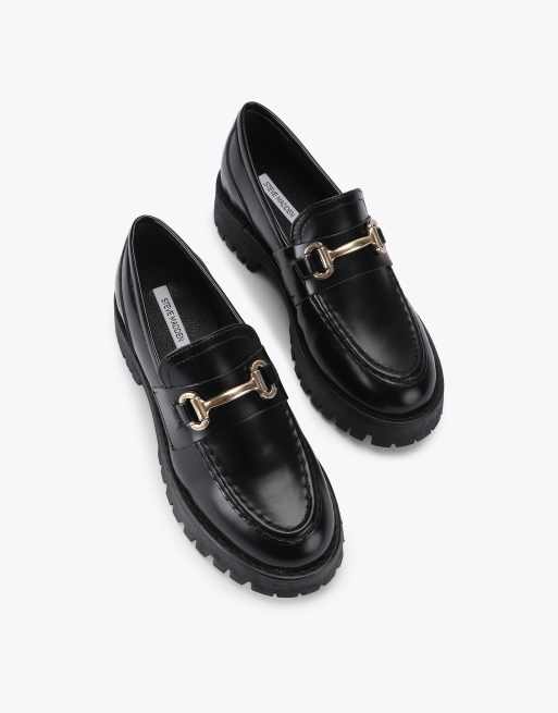 Steve Madden Lando black leather flat shoes in black other, 2 of 4