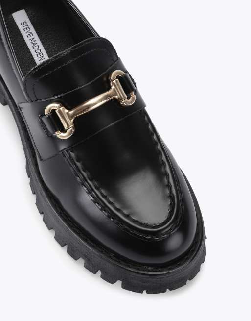 Steve Madden Lando black leather flat shoes in black other, 4 of 4