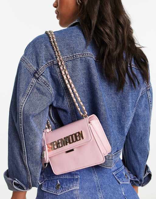 Steve Madden large logo crossbody bag in light pink