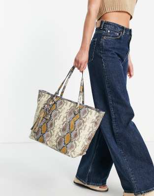 snake print tote bag