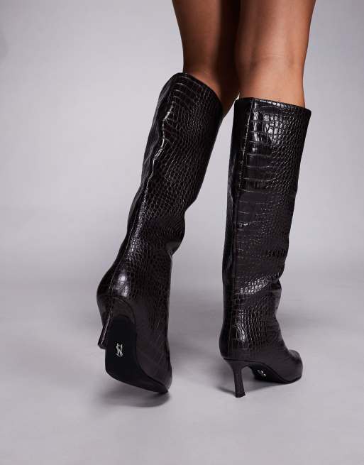 Steve Madden Lavan knee boot in croc chocolate, 3 of 4