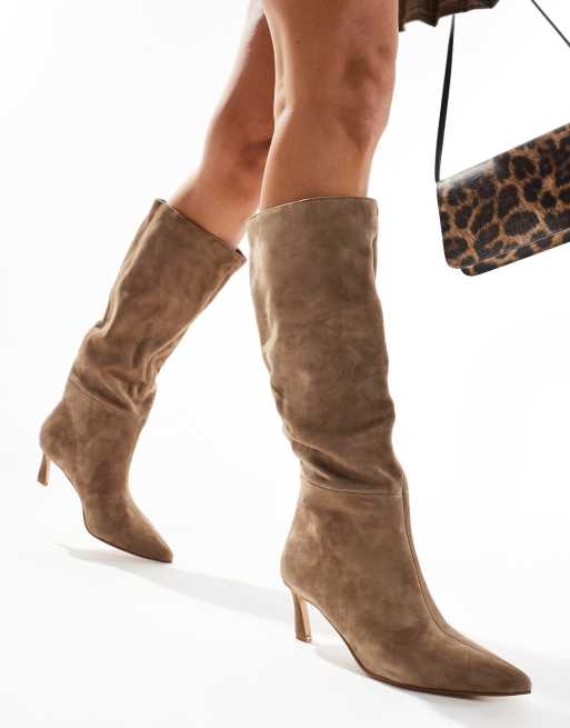 Steve Madden Lavan knee boot in Taupe Suede ASOS