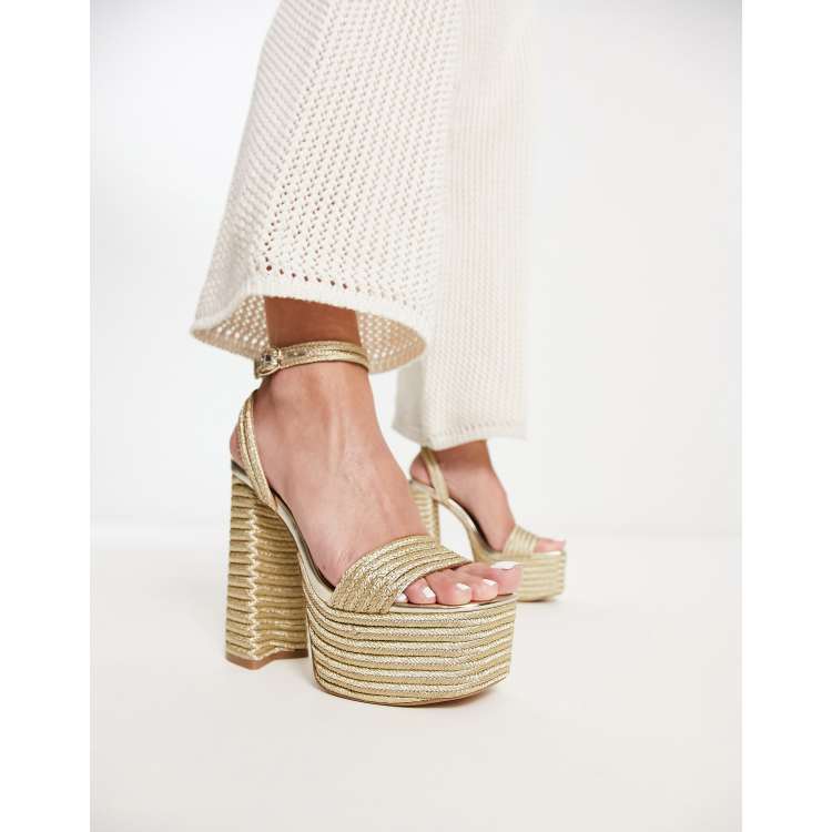 Steve Madden Layered platform rope sandals in gold ASOS