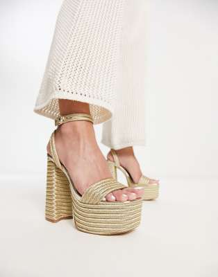 Escarpins Steve Madden Taille 38/UK5 - Talons Très Hauts Plateforme Cloutés Avec Cristaux - Beige - Neufs Dans Boîte