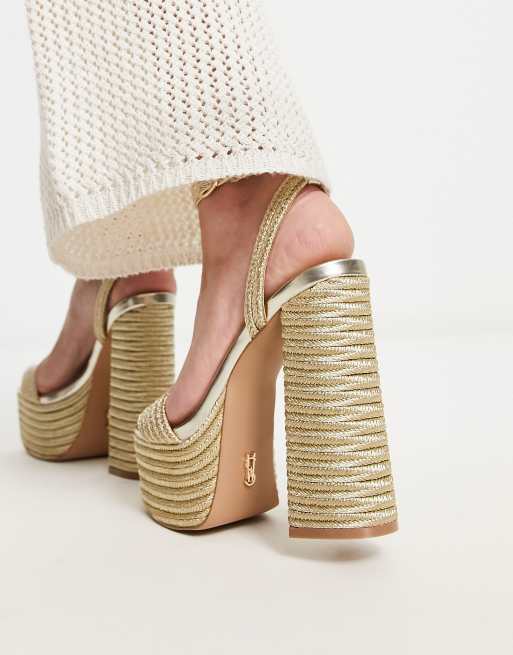 Steve Madden – Layered – Sandaletten in Gold mit Seil-Design und Plateausohle, 2 von 4
