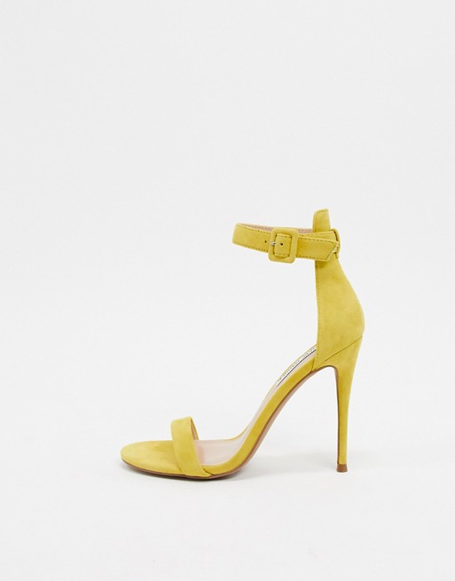 Steve Madden leather barely there stiletto heeled sandals in yellow