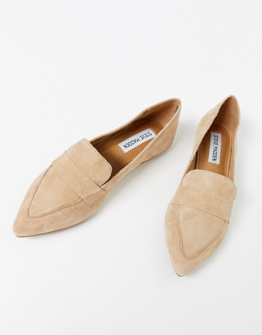 Steve Madden leather pointed loafer in tan
