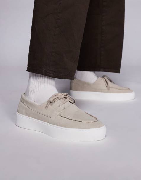 Steve Madden - Leeway - Chaussures décontractées à lacets à enfiler en daim - Taupe - view 1