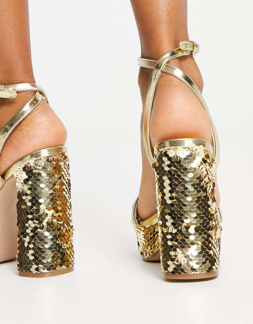 Gold best sale sequin sandals