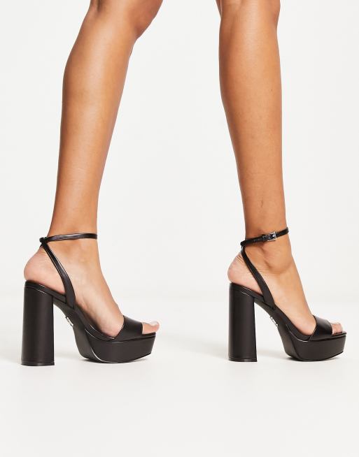 Sandales Steve Madden Talons Cuir Noir Taille 6 UK - Neuves Sans Boîte
