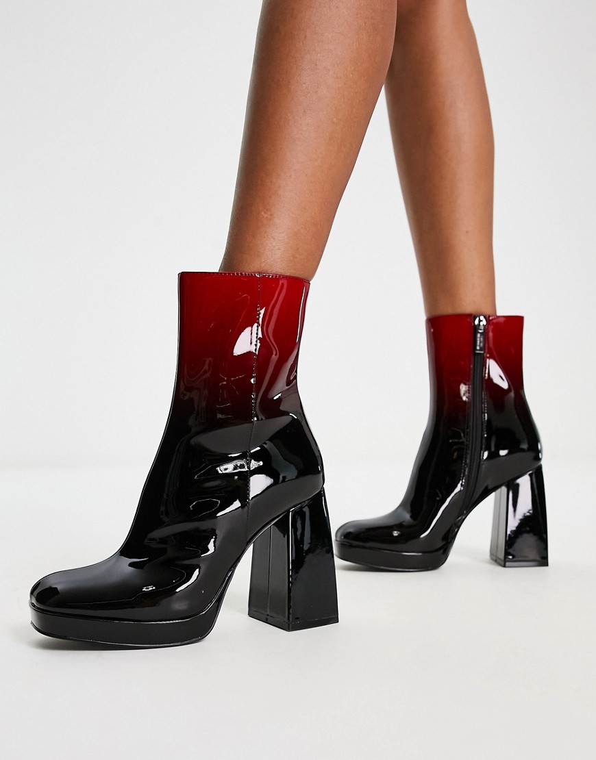 Steve Madden Level Up ombre patent boots in red
