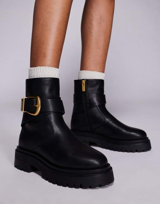 Steve Madden – Lexs – Czarne skórzane buty do kostki z klamrą, 4 z 4