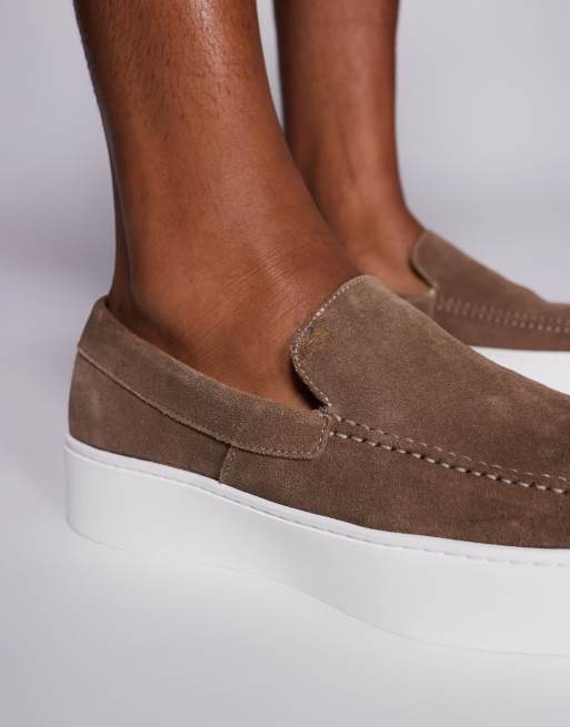 Steve Madden - Leyton - Gråbrune slip-on-loafers i ruskind, 3 af 4