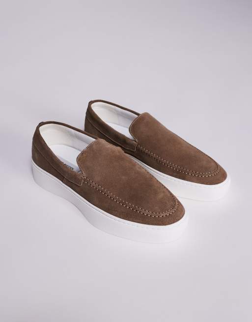 Steve Madden - Leyton - Gråbrune slip-on-loafers i ruskind, 4 af 4