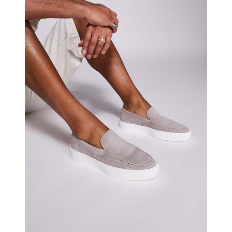 Steve Madden Leyton slip on loafers in grey suede | ASOS display picture 2