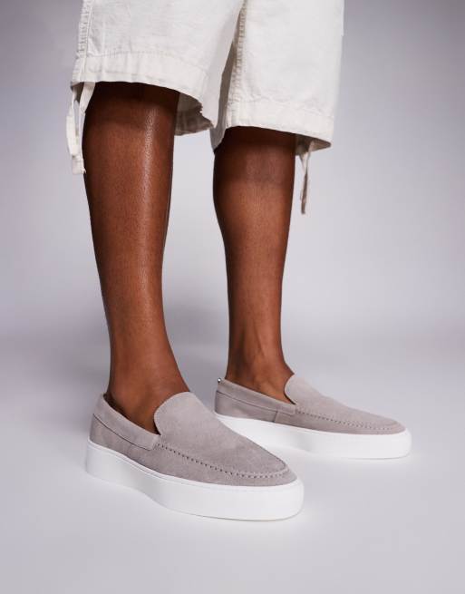Steve Madden – Leyton – Wsuwane szare zamszowe loafersy, 3 z 4