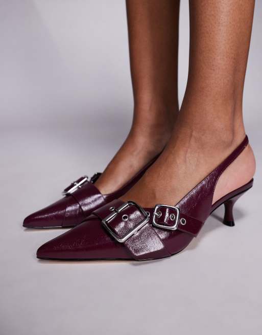 Steve Madden - Lezley - Scarpe con tacchetto a spillo, cinturino posteriore e fibbie color ciliegia scuro