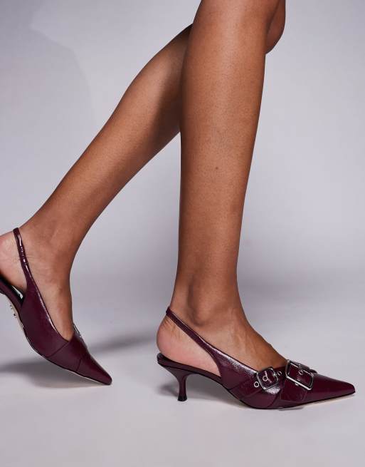 Steve Madden Lezley sling back kitten heels with buckle details in