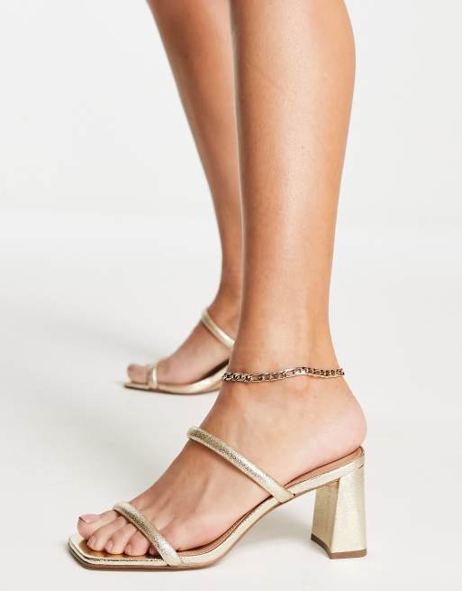 Steve Madden Lilah two part heeled sandals in gold metallic ASOS