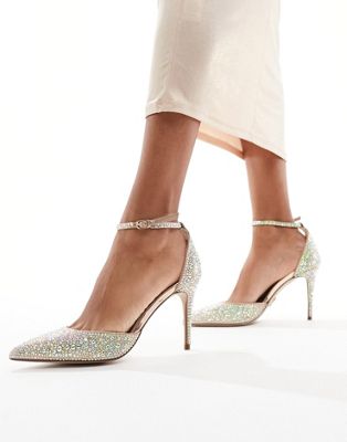 Steve Madden Linsey-R embellished pointed heeled shoe in rose gold