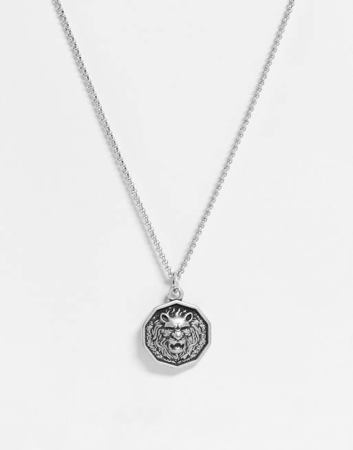 Steve Madden lion pendant necklace in silver | ASOS