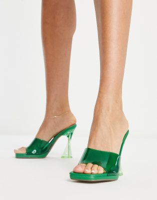 Steve Madden Lipa flared heel mules in green clear