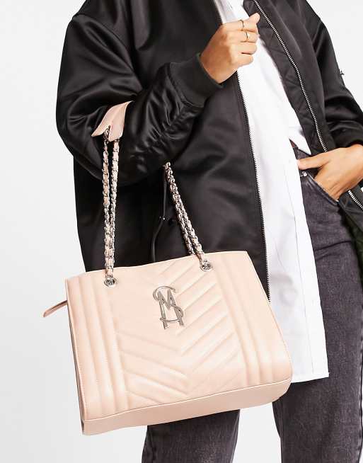 Steve Madden – Ljusrosa quiltad toteväska med kedjehandtag, 3 av 4