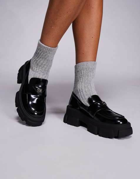 Steve Madden - Loafers met dikke zool in zwart - view 1
