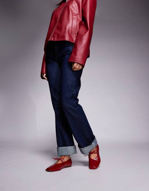 Steve Madden - Lola - Ballerina's met vierkante neus in rood lakleer, 2 van 4