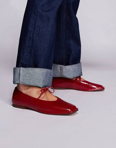 Steve Madden – Lola – Czerwone lakierowane balerinki z kwadratowymi noskami - view 1