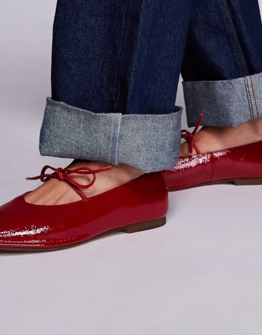 Steve Madden – Lola – Rödlackade ballerinaskor med fyrkantig tå, 3 av 4