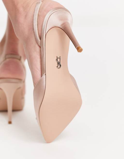 Nude satin cheap heels