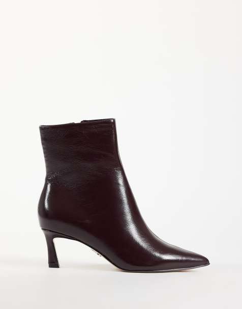 Steve Madden Lulah mid ankleboots med klack i röd krinklad finish - view 1