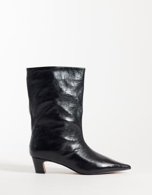 Steve Madden Lytton Kitten Heel Mid Ankle Boots In Black