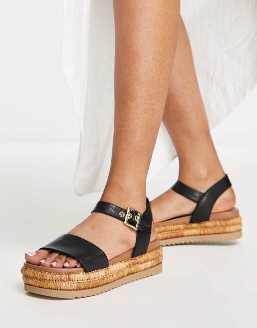 Steve Madden Malden platform flat sandals in black